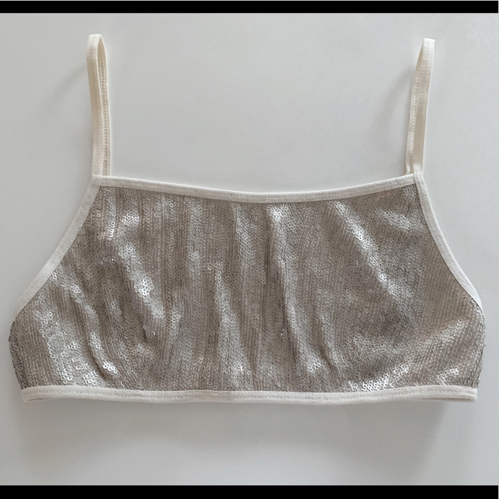NWT Chan Luu Sequin Bra / Jet Stream-Silver